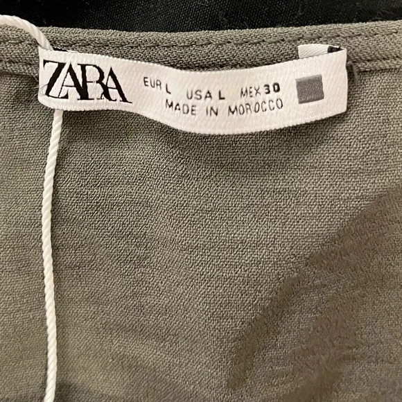 ZARA Olive Green Draped Wrap Top NWT Size Large - Picture 10 of 11